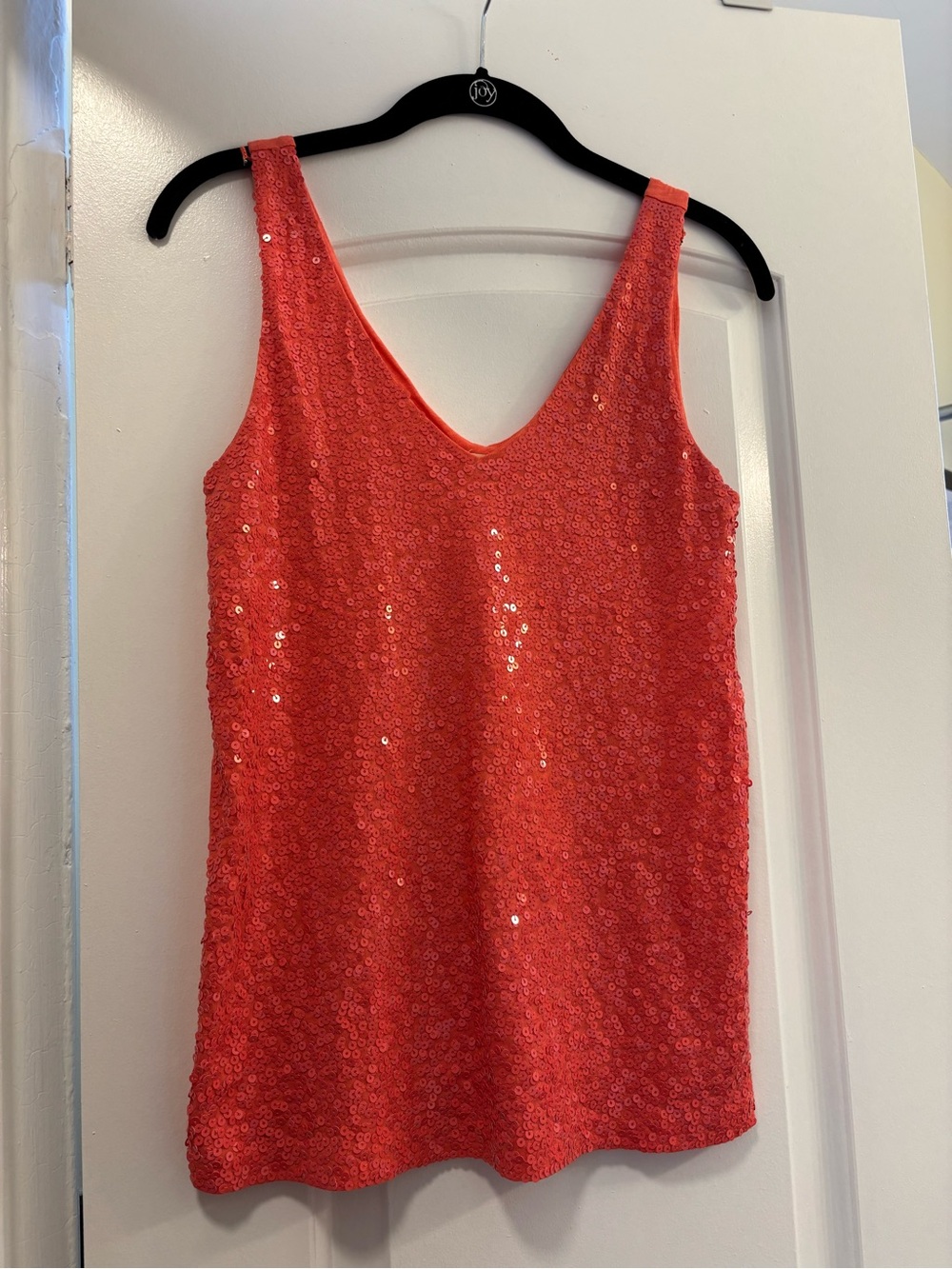 J. Crew Factory Sequin V-Neck Tank in Coral